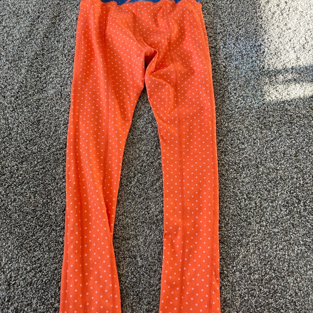 Matilda Jane Orange Polka Dot leggings with Navy Floral Accents